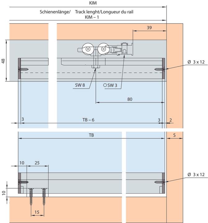Produktbild HAWA Schiebetürbeschläge -Clipo 36 GPPK, Inslide / Festglas