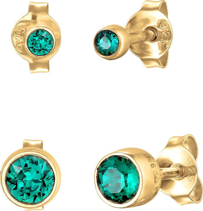 Produktbild Elli Ohrringe Set Kristalle Basic Grün 925 Silber (Glaskristall, 925 Sterling Silber vergoldet)