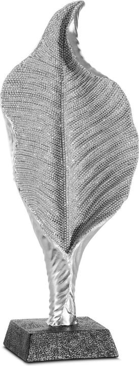 Eurofirany Spathiphyllum - ELDO Dekofigur mit feinem Strukturmuster, Silber 14 x 8 x 34 cm