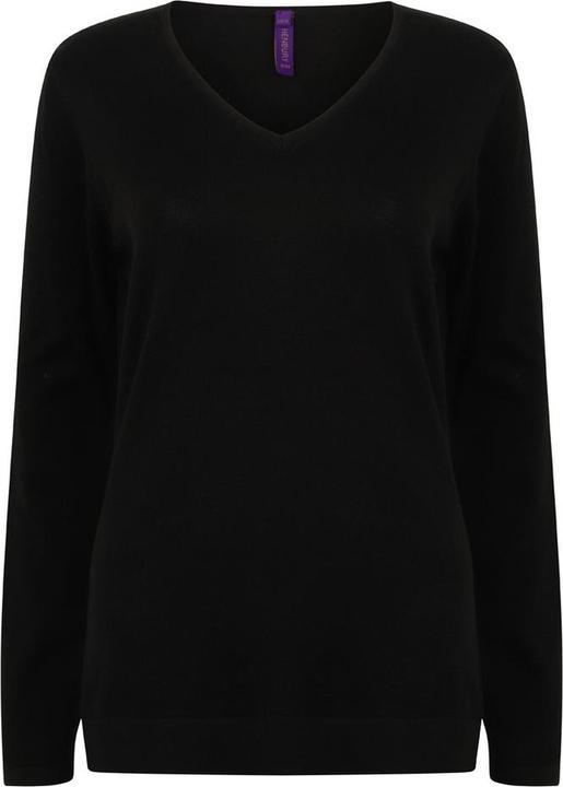 Actual product image Henbury Womens/Ladies Cotton Acrylic V Neck Sweatshirt (S)