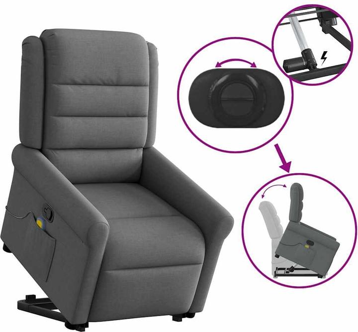 Produktbild VidaXL Massagesessel mit Aufstehhilfe Dunkelgrau Stoff
