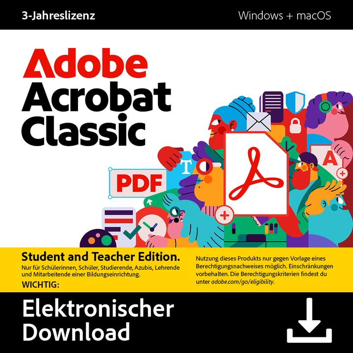 Produktbild Adobe Acrobat Classic Student & Teacher Edition (1 User, 1 Geräte/User, 36 Monate)