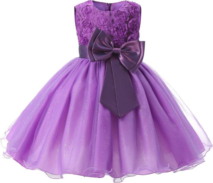 JTI Abendkleid mit Schleife und Blumen - Lila (130) (130 B)