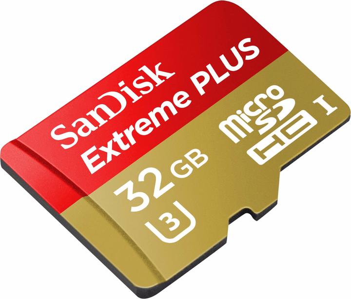 SanDisk Extreme PLUS - Flash geheugenkaart (microSDHC/SD adapter inbegrepen) (32 GB, microSDHC, UHS-I, UHS-II)