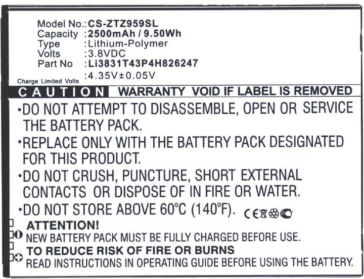 Immagine prodotto AGI Batteria compatibile con ZTE Grand X 3 LTE - Batteria - 2.500 mAh
