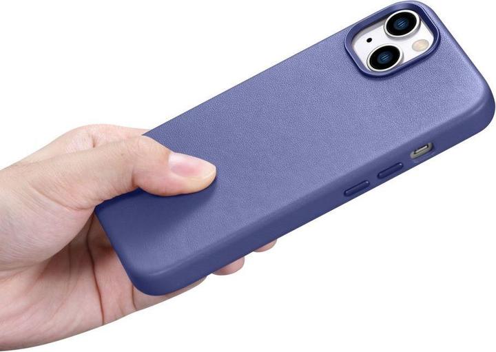 Image du produit iCarer Étui en cuir véritable pour iPhone 14 Plus violet clair (compatible MagSafe) (Apple iPhone 14 Plus)