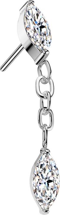 Immagine prodotto Star Piercing Threadless silber Ovaler Kristall silber Anhänger Kette Ovaler Kristall silber (Titanio G23, senza ottone)