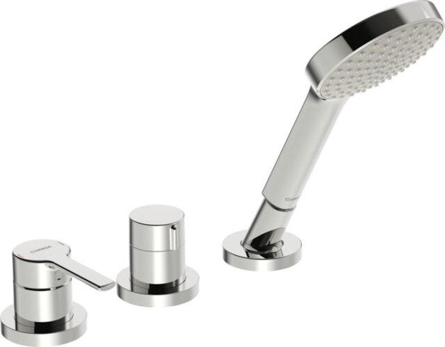 Actual product image Hansa Hansaronda bath mixer, ready-mounted set, with safety device, 3-hole, round rosette, 03419473