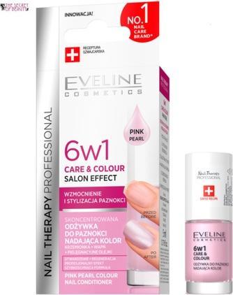 Eveline 6 in 1 Pflege & Farbe Pink Pearl Nail Conditioner 5ml Salon Effekt (5 ml)