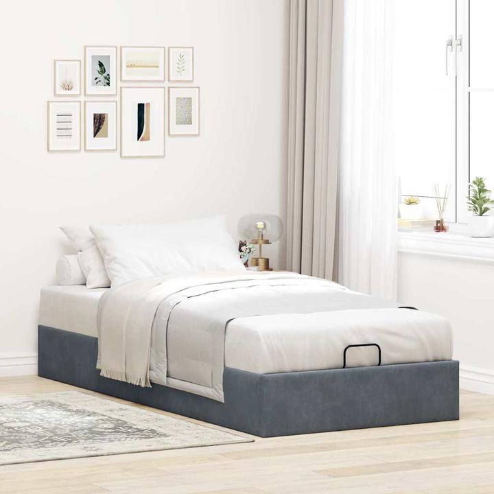 Image du produit VidaXL Lit Ottoman sans matelas gris foncé 90x200 cm velours (90 x 200 cm)