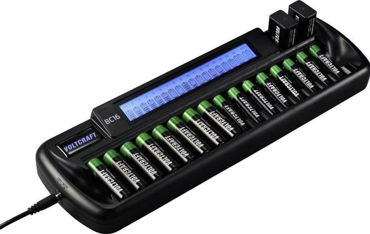 Immagine prodotto Voltcraft Caricatore per celle rotonde BC16 (1 pz., 9V Block, AAA, AA, Batteria + Caricabatterie)