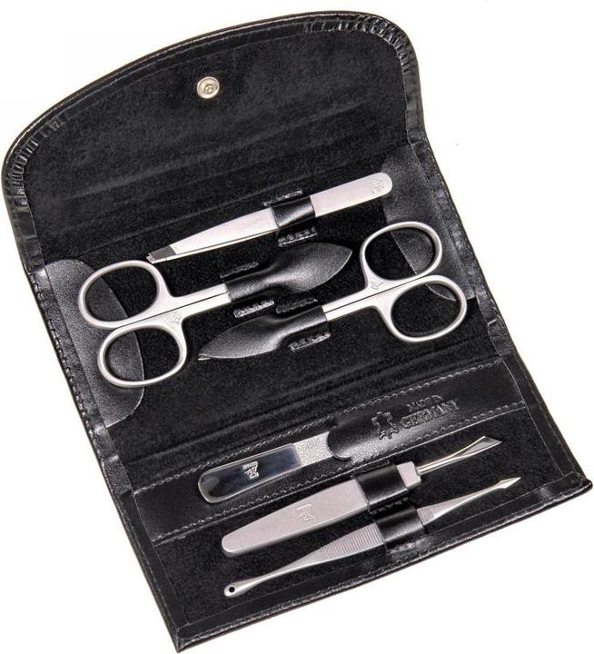 Sacher TT400R.0104 - Astuccio per manicure da 6 pezzi Set per manicure in pelle nera