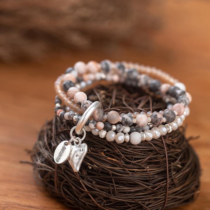 Produktbild Andreani Armband mit echten Steinen Kiwi Jaspis (80 cm, Herz, Achat)