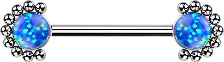 Immagine prodotto Star Piercing Threadless Barbell argento palla anteriore mezzo fiore blu opale (senza ottone, Titanio G23)