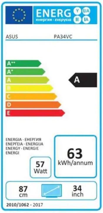 Energie-Label ASUS ProArt PA34VC (3440 x 1440 Pixel, 34.10")