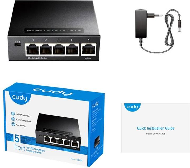 Produktbild Cudy GS105 network switch Gigabit Ethernet (10/100/1000) Black (5 Ports)