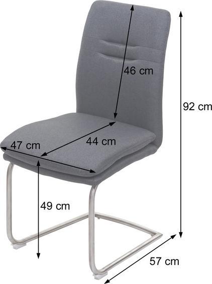 Produktbild Swisshandel24 2x Esszimmerstuhl HWC-H70, Küchenstuhl Freischwinger Lehnstuhl Stuhl, Stoff/Textil Edelstahl gebürst