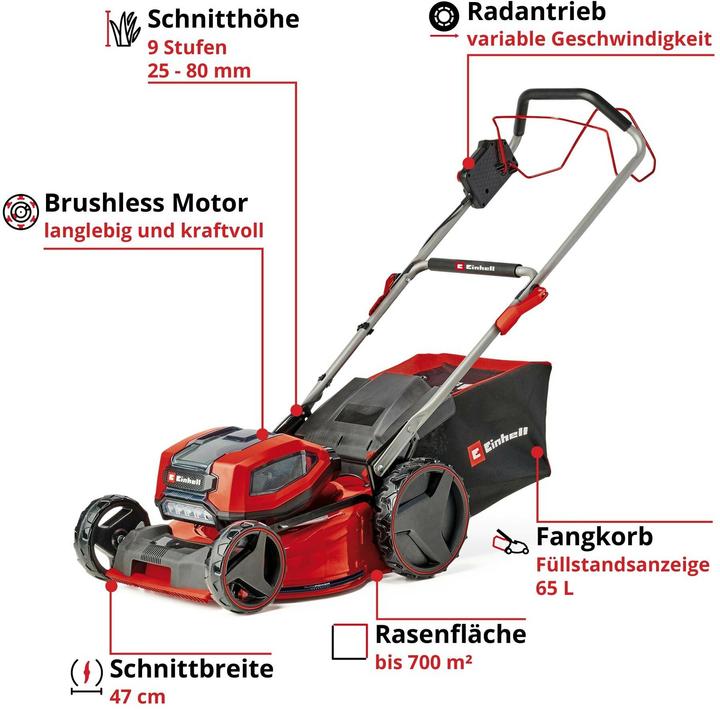 Actual product image Einhell GP-CM 36/47 S Li BL cordless lawn mower (4 x 4.0Ah) (Rechargeable battery operated)