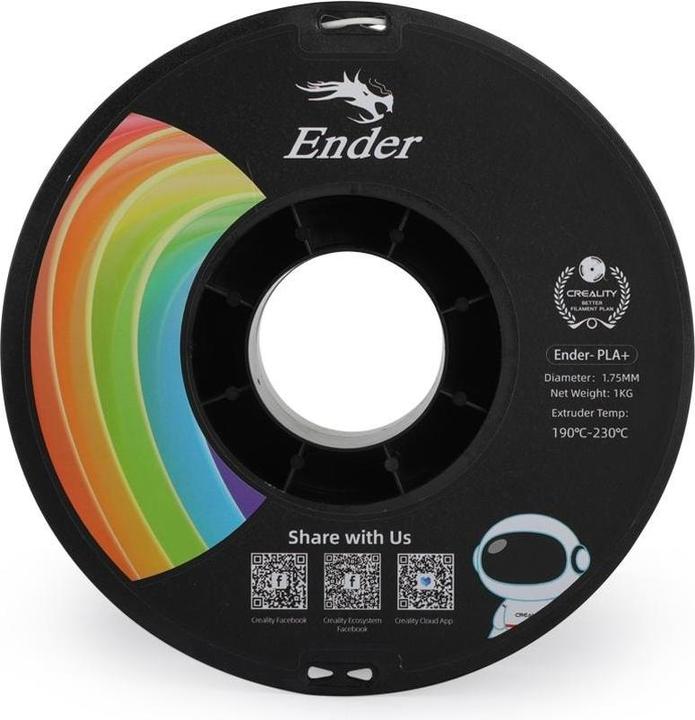Immagine prodotto Creality Filamento PLA+ Bianco, 1,75 mm, 1 kg (PLA, 1.75 mm, 1000 g, Multicolore)