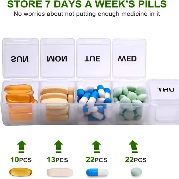 Produktbild Cbx Tablettenbox 7 Tage, Pillendose für eine Woche mit grosser Kapazität, Transparent