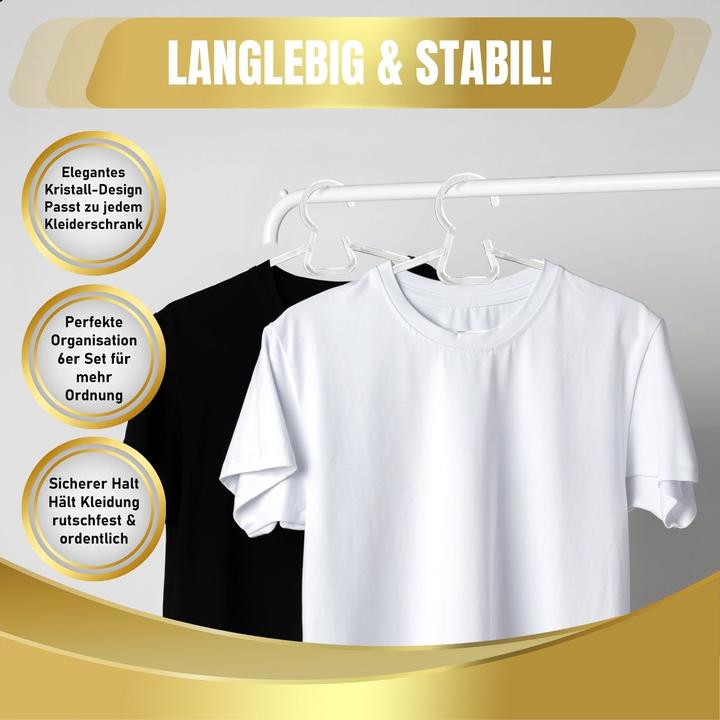 Actual product image DecoBella Set of 6 plastic clothes hangers - Transparent, robust and space-saving (6 x)