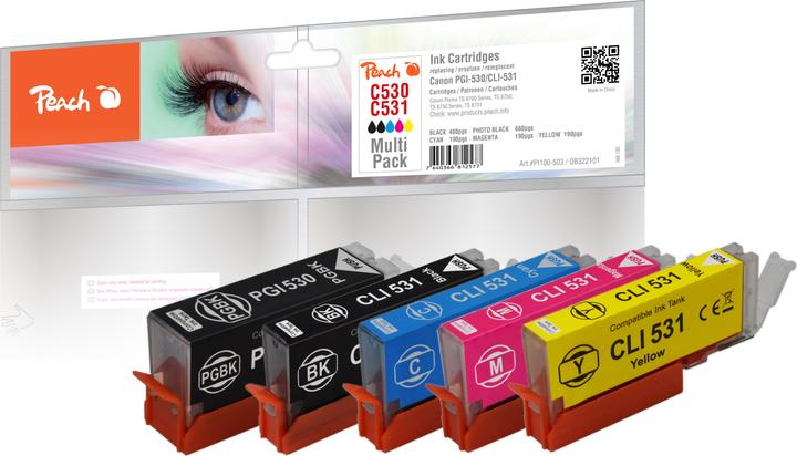 Actual product image Peach Cartridge Canon PGI-530/CLI-531 MultiPack compatible (PGBK)