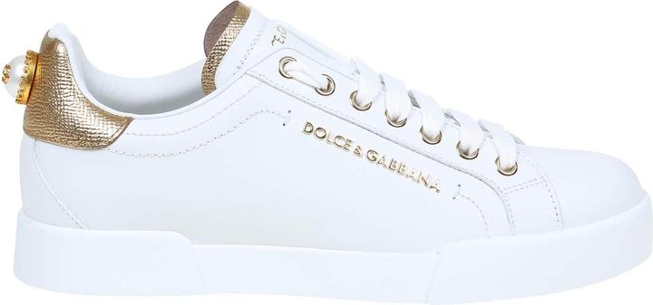 Dolce & Gabbana portofino sneakers in white leather with logo pearl