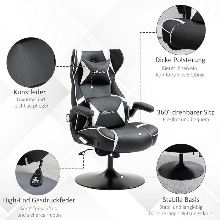Image du produit Swisshandel24 Chaise de jeu avec fonction bascule Chaise de bureau ergonomique avec haut-parleur Support lombaire