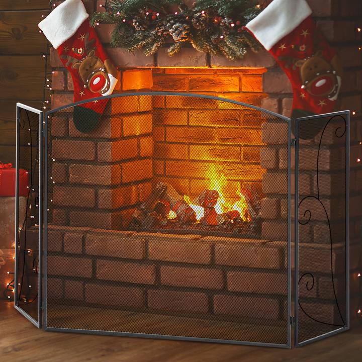 Actual product image Homcom Fireplace grille with three panels (132.5 x 76.5 cm)