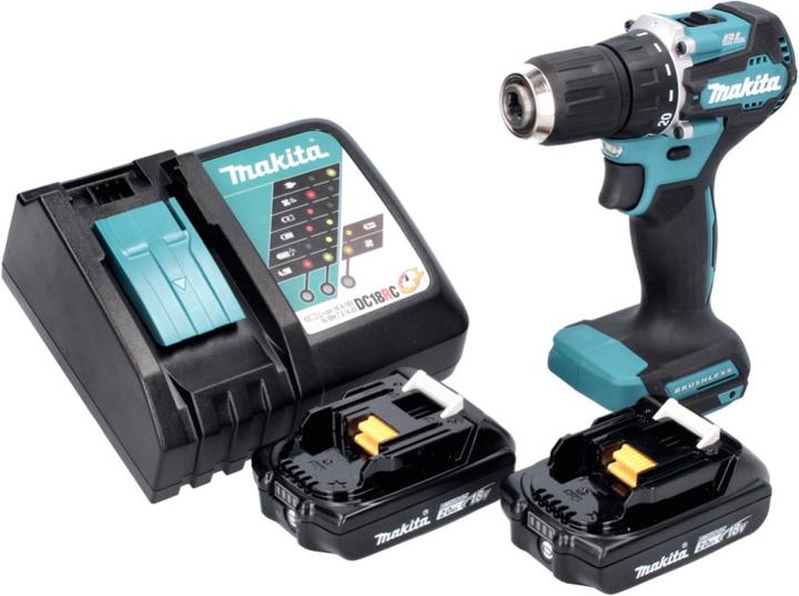 Actual product image Makita DDF 487 RA cordless drill driver 18 V 40 Nm Brushless + 2x battery 2.0 Ah + charger (Rechargeable battery operated)