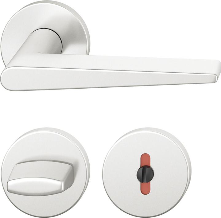 FSB Lever handle set 12 1005 ASL on rosette WC, silver anodised aluminium (Door set)