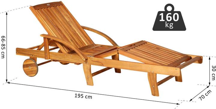 Actual product image Outsunny Folding garden deckchair made of fir wood (195 cm)