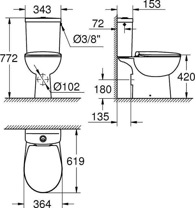 Immagine prodotto Grohe BauCeramic pastatomas wc su Rimless su QR/SC dangčiu, baltas