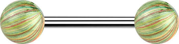 Produktbild Star Piercing Barbell silber mit zwei Kugeln grün elektrisch Beschichtet (Chirurgenstahl 316L, ohne Messing)