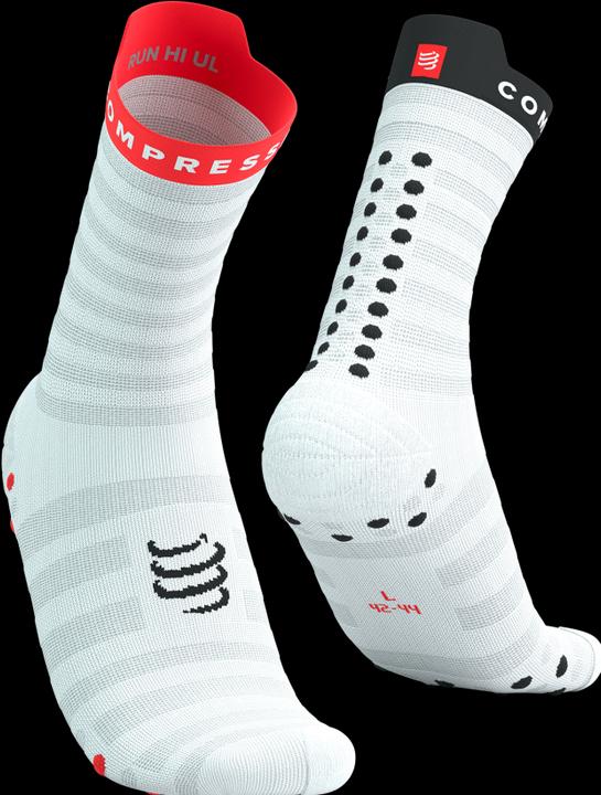 Compressport Pro Racing Socks v4.0 Ultralight Run High - White/Fluo Red/Black (42 - 44)