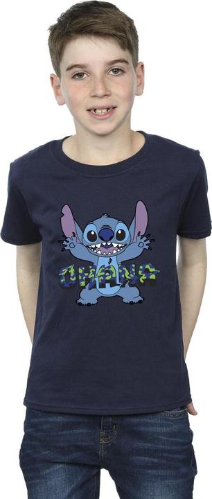 Actual product image Disney Boys Lilo And Stitch Ohana Blue Glitch T-Shirt (140, 146)