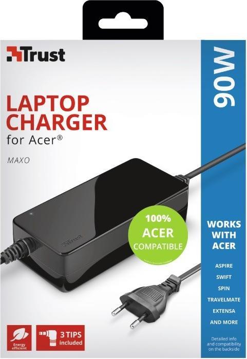 Image du produit Trust Adaptateur secteur 90 W Maxo pour ordinateurs portables Acer (90 W)