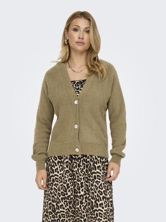 Produktbild Only Normal geschnitten V-Ausschnitt Gerippte Ärmelbündchen Strickjacke Strickjacke (S)