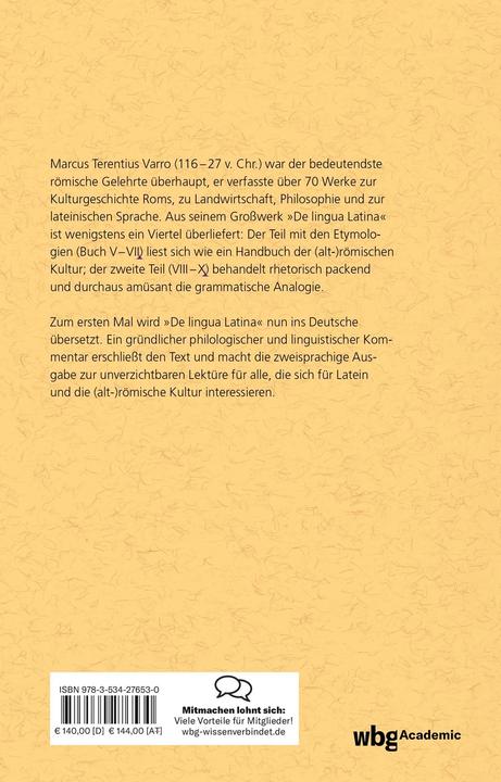 Actual product image Marcus Terentius Varro: De Lingua Latina (2 Bände) (German, William Pfaffel, Marcus Varro, 2023)
