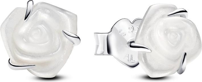 Pandora Ohrstecker Weisse Rose (Sterlingsilber, künstliches Perlmutt, Bioresin)