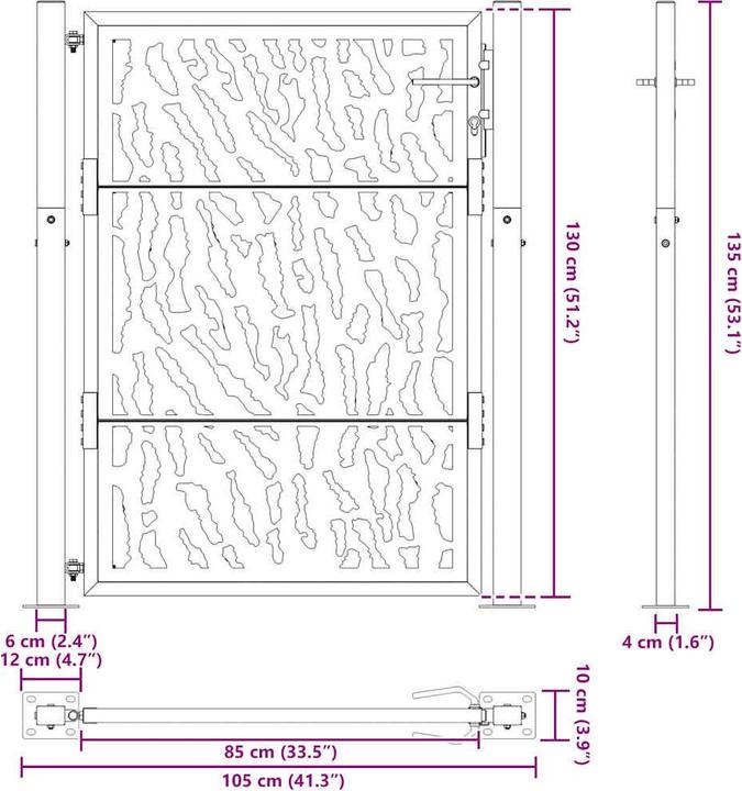 Immagine prodotto VidaXL Cancello da giardino nero 105x130 cm in acciaio a binario design cancello di recinzione cancello da