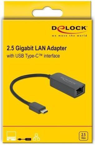 Produktbild Delock USB C – RJ45 (USB-C 3.2 Gen 1, RJ45 2.5 Gigabit Ethernet (1x))