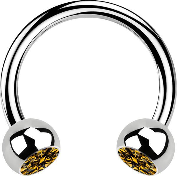 Immagine prodotto Star Piercing Micro Circular Barbell in argento con due sfere di cristallo topazio (senza ottone, Acciaio chirurgico 316L)