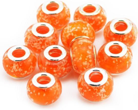 Produktbild Hermex Glas Bead Perle versilbert 925 - Orange (Silber 925, Glas, Metalllegierung)