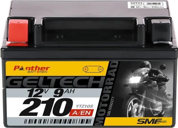 Panther Batterien Motorradbatterie Gel 12V 8.6Ah YTZ10S (12 V, 8.60 Ah)