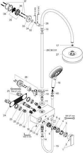 Produktbild hansgrohe Showerpipe AXOR CITTERIO DN 15 m EHM u 1jet Kopfbr bru bl chrome