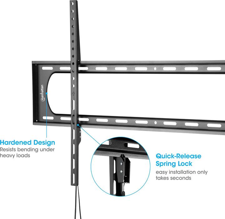 Image du produit Manhattan Support mural TV ultra-plat avec une capacité de charge particulièrement élevée pour les grands (Mur, 120", 120 kg)