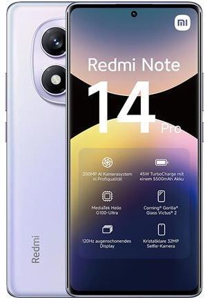 Produktbild Xiaomi Redmi Note 14 Pro (256 GB, Aurora Purple, 6.67", Hybrid Dual SIM, 200 Mpx, 4G)