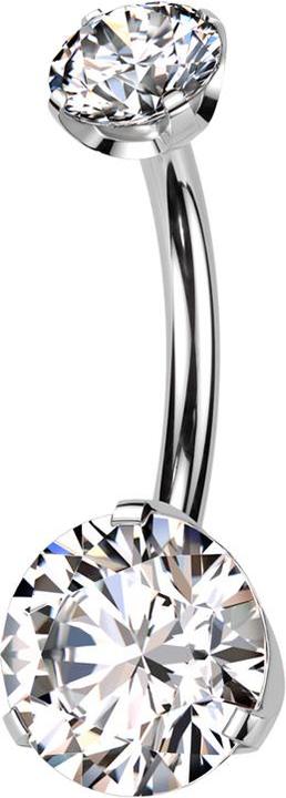 Hollywood Body Jewelry Threadless Banane silber zwei Kristalle silber gefasst (Titan G23)