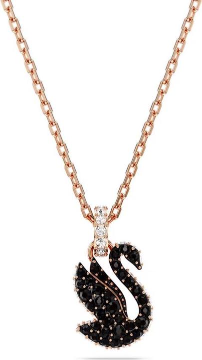 Swarovski Iconic Swan Halskette Schwan Klein Schwarz Roségold (Swarovski Metall, 38 - 43 cm)